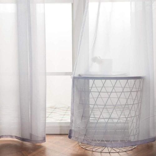 Eryi-2 Panneaux Couleur Pure Rideaux De Fenêtre Transparents Lisse Élégant Panneaux Voile De Fenêtre/Rideaux/Traitement Pour Chambre Salon 140x160cm(L X H) Gris Clair