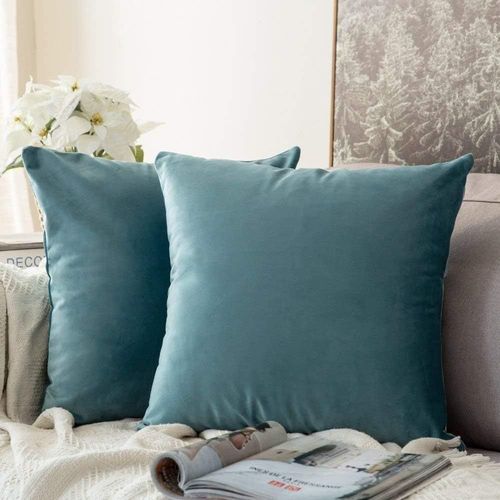 Eryi-Lot De 2 Housse De Coussin En Velours Décoratif Canapé Taie D'oreiller Super Doux Decoration Maison Salon Chambre Pour Canapé 45x45cm Vert Clair