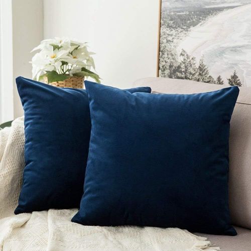 Eryi-Lot De 2 Housses De Coussins En Velours Décoratif Canapé Taie D'oreiller Super Lisse Doux Confortable Decoration Maison Salon Chambre Pour Canapé 65x65cm Bleu Foncé