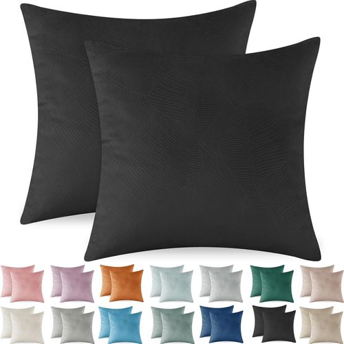 Eryi-Housse De Coussin 60x60 En Velours Côtelé Super Taie D'oreiller Doux, Moderne Housse Coussin Canape Canapé Decoration Maison Salon Chambre Pour Canapé Lot De 2, Coussin Noir