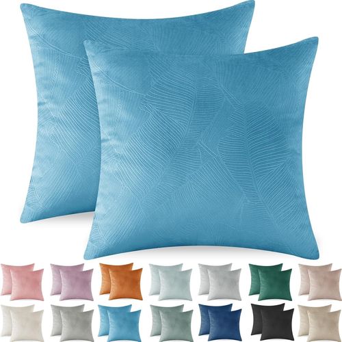 Eryi-Housse Coussin 50x50 En Velours Côtelé Super Taie D'oreiller Doux, Moderne Housse De Coussin Canape Canapé Decoration Maison Salon Chambre Pour Canapé Lot De 2, Coussin Bleu