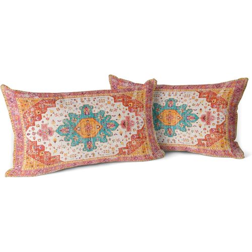 Eryi-Lot De 2 Housses De Coussin Boho Tangerine Monaco & Persian Design Housse De Coussin En 30x50 Cm Doux Pour Canapé De Jardin, Canapé, Lit - Taies D'oreiller Décoratives 12x20 Pouces