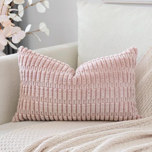 Eryi-Housses De Coussin En Velours Côtelé Décoratif Canapé Taie D'oreiller Super Doux Decoration Pour Maison Salon Chambre Canapé 40x60cm Rose