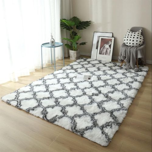 Eryi-Tapis Doux Intérieur Design Tapis Tapis Moelleux Pour Salon Tapis De Fourrure Lisse Antidérapant Enfants Chambre Tapis (160 * 200cm, Blanc)