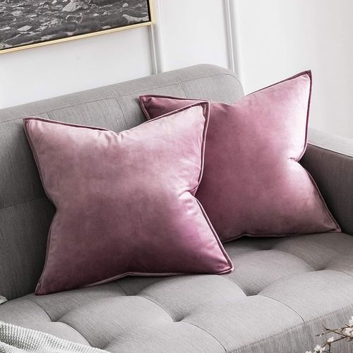 Eryi-Housse De Coussin En Velours Décorative Canapé Bordure Taie D'oreiller Super Doux Decoration Maison Salon Chambre Pour Canapé Clic Clac 50 X 50 Cm 20""X20"",2 Pièces Violet Clair