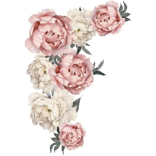 Eryi-Sticker Mural Floral Coloré Stickers Muraux Floraux, Stickers Muraux Fleurs, Stickers Fleurs Pour Mur, Stickers Muraux Motif Fleur De Pivoine Art Applique Chambre Décoration Fond Autocollant