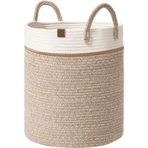 ERYI-Panier À Linge Pliable En Coton Avec Poignée En Corde Fabriqué À La Main Rangement Pour Jouetssac Lavable Naturelle Grand H38 X 32Cm Solide