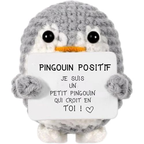 ERYI-Pingouin Positif® | Cadeau Original & Amusant | Idee Drole | Fete Enfant Ado | Anniversaire Fille Garcon | Deco Chambre | Crochet Maison | Doudou Fun| Poupee Humour | Jouet Rigolo | Peluche Moti