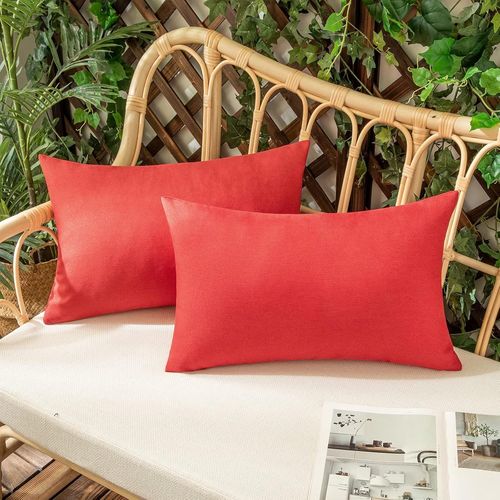 Eryi-Lot De 2 Housse De Coussin Imperméables Taies D'oreiller En Lin Extérieur Canapé Housse De Coussin De Jardin Décoratif Pour Salon Chambre 2 Pièces Rouge 30x50cm