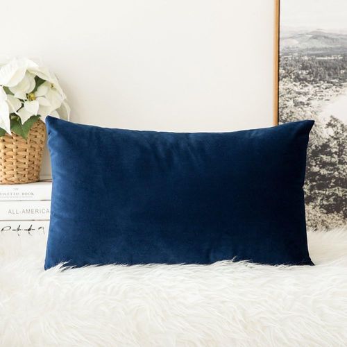 Eryi-Housse De Coussin En Velours Décoratif Canapé Home Decor Taie D'oreiller Super Doux Decoration Maison Salon Chambre Pour Canapé Clic Clac 30 X 50 Cm 12""X20"",1 Pièce Bleu Foncé
