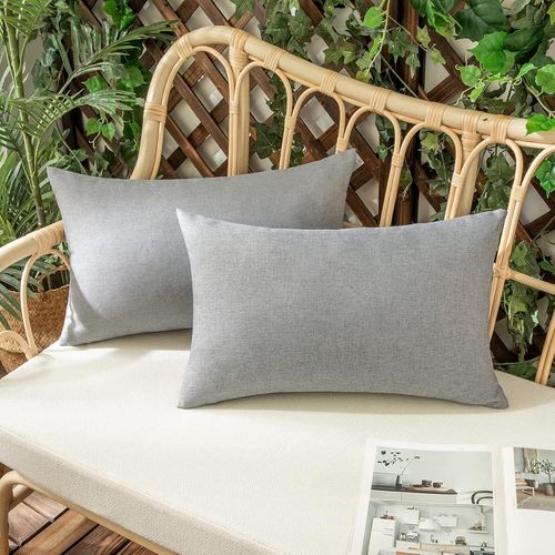 Eryi-Lot De 2 Housse De Coussin Imperméables Taies D'oreiller En Lin Extérieur Canapé Housse De Coussin De Jardin Décoratif Pour Salon Chambre 2 Pièces Gris Clair 30x50cm