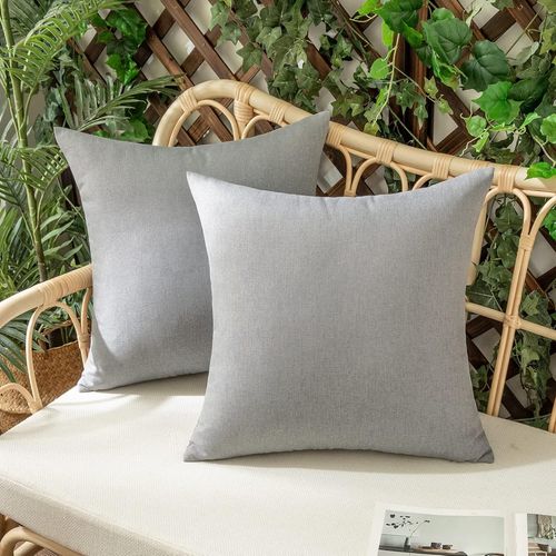 Eryi-Lot De 2 Housse De Coussin Imperméables Taies D'oreiller En Lin Extérieur Canapé Housse De Coussin De Jardin Décoratif Pour Salon Chambre 2 Pièces Gris Clair 50x50cm
