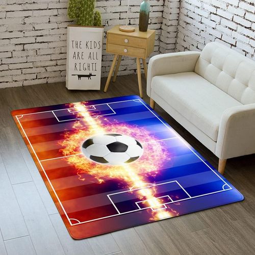 Eryi-Sticker Superb. Tapis Décoration De Chambre À Coucher Salon Garçon Fille Série Stade Football Flamme Sports 3d Jeux Pour Enfants En Flanelle Orange Rouge Bleu (Couleur 3,100x150 Cm)