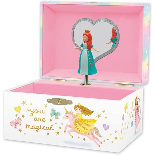 Eryi-Boîte À Bijoux Musicale Princesse Pour Filles - Boîte À Musique Princesse Pour Enfants Avec Miroir, Cadeaux D'anniversaire Princesse Pour Filles, Boîte À Bijoux, 15,2 X 11,8 X 8,9 Cm - 3-10 Ans