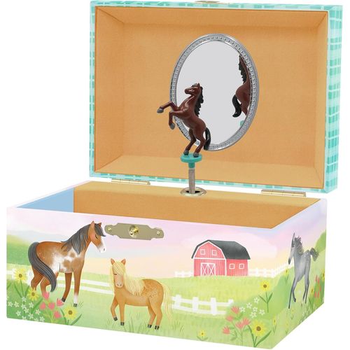 Eryi-Boîte À Bijoux Musicale Cheval Pour Filles - Boîte À Musique Cheval Pour Enfants Avec Miroir, Cadeaux D'anniversaire Cheval Pour Petites Filles, 15,2 X 11,8 X 8,9 Cm - 3-10 Ans