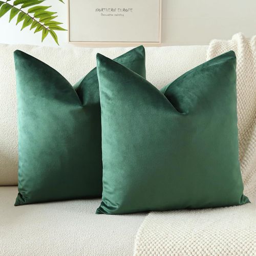 Eryi-Lot De 2 Housses De Coussins En Velours Décoratif Canapé Taie D'oreiller Doux Decoration Pour Maison Salon Chambre Canapé Décoration 45x45cm (Vert Armée)