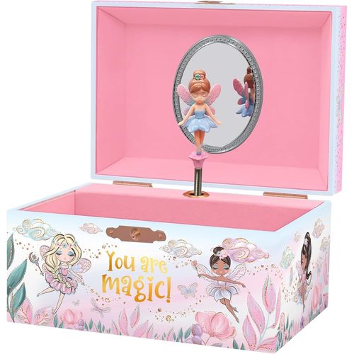 Eryi-Boîte À Bijoux Musicale Pour Filles - Boîte À Musique Fée Pour Enfants Avec Miroir, Cadeaux D'anniversaire Pour Petites Filles, Boîtes À Bijoux Pour Enfants De 3 À 10 Ans - 15,2 X 11,8 X 8,9 Cm