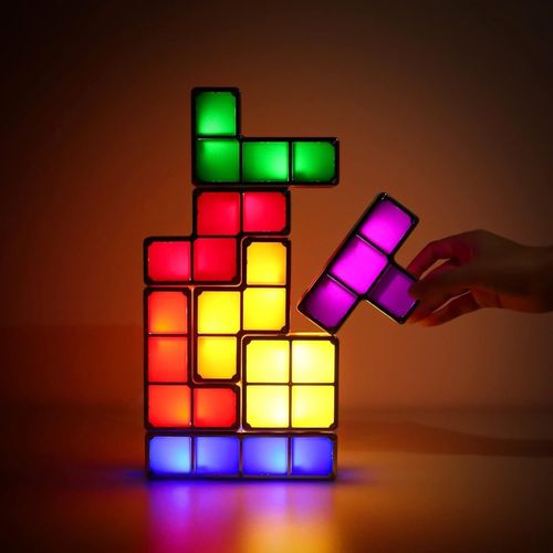 Eryi-Light, Led Veilleuse Empilable 7 Couleurs Verrouillage Par Induction Lampe De Bureau 3d Diy Magic Block Puzzle Jouets Enfants Ados Chambre Décoration D'intérieur (Lights)