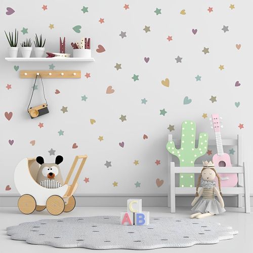 Eryi-72 Sticker Stickers Muraux Enfants, Decoration Chambre Fille, Stickers Chambre Fille, Boho C?ur Stickers Muraux Enfants, Bohèmes Bébé Pépinière D'enfant Décoration Murale De La Maison