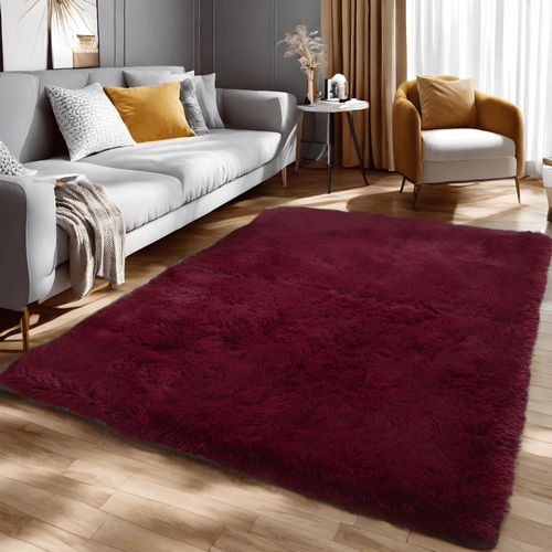 Eryi-Tapis Moelleux De Salon Moelleux Modernes Adaptés À La Chambre À Coucher Des Enfants Décor À La Maison De La Chambre À Coucher Décoration Intérieure Tapis Ultra Doux (Vin Rouge, 80x120cm)