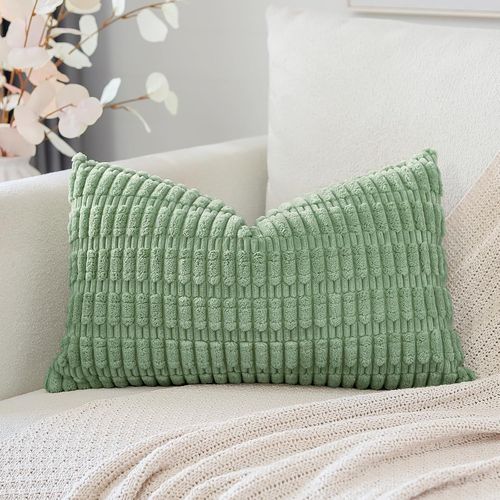 Eryi-Housses De Coussin En Velours Côtelé Décoratif Canapé Taie D'oreiller Super Doux Decoration Pour Maison Salon Chambre Canapé 30x50cm Vert Pois