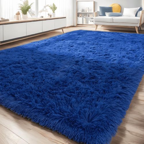 Eryi-Tapis Moelleux De Salon Moelleux Modernes Adaptés À La Chambre À Coucher Des Enfants Décor À La Maison De La Chambre À Coucher Décoration Intérieure Tapis Ultra Doux (Bleu, 80x120cm)