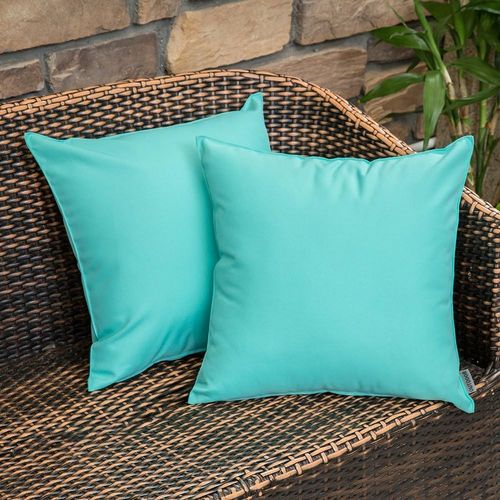 Eryi-2 Pièces Housse De Coussin D'extérieur En Polyester Doux Taie D'oreiller Imperméable Décoratif Confortable Pour Maison Chambre Bureau Jardin Balcon 45x45 Cm Vert D'eau
