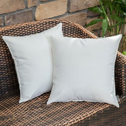 Eryi-2 Pièces Housse De Coussin D'extérieur En Polyester Doux Taie D'oreiller Imperméable Décoratif Confortable Pour Maison Chambre Bureau Jardin Balcon 40x40 Cm Blanc