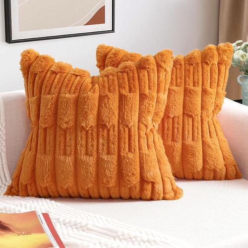 Eryi-Lot De 2 Housse Coussin 45x45 Fausse Fourrure Coussin Canape Douce Moelleuse Housse De Coussin Moderne Décoration Pour Salon,Canapé,Chambre À Coucher, Décoration De Voiture