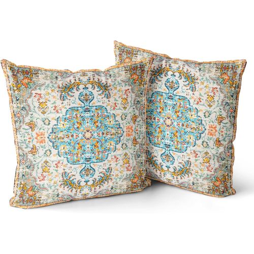 Eryi-Lot De 2 Housses De Coussin Boho Multicolore Antique Et Vintage Housse De Coussin Douce 45x45 Cm Pour Canapé De Jardin, Canapé, Lit - Taies D'oreiller Décoratives 18x18 Pouces