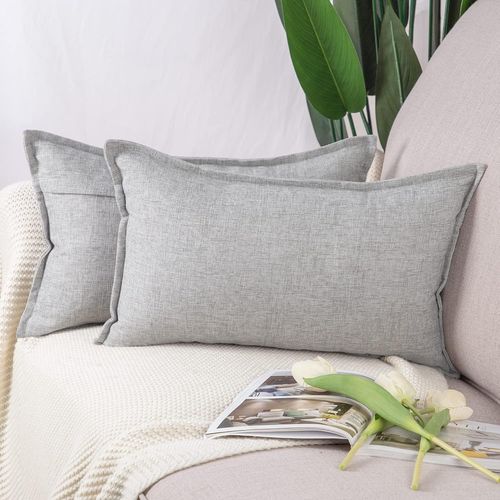 Eryi-Lot De 2 Housses De Coussin Doux Lin Décoratif Coussin Couvre Style De Luxe Pour Canapé Chambre Gris Clair 30x50 Cm