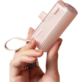 Eryi-Powerbank 5000mah Flow Mini, Batterie De Secours Portable Ultra Compacte Avec Prises Interchangeables, Câble Usb-C Intégré, Batterie Externe Compatible Avec Iphone 16/15/14 Mini Pro Max, Ipad