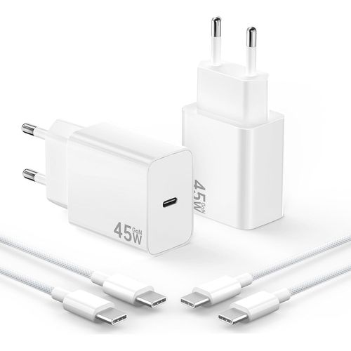 Eryi-Chargeur 45w Pour Samsung S25 Ultra,2pack Chargeur Rapide Usb C Avec Câble Tressé 2m 100w Compatible Pour Samsang Galaxy S25/S24/S23 Ultra, Pour Iphone 15/16, Pad, Macbok(Blanc)