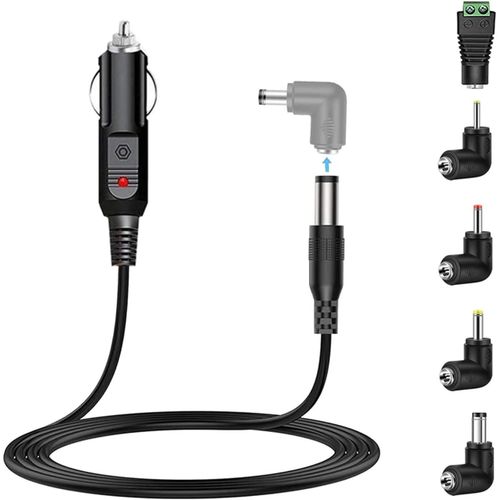 Eryi-Chargeur De Voiture Universel 12v Allume-Cigare Alimentation Connecteur Câble Pour Lecteur Dvd Climatisation Led Navigation Satellite Télévision Caméra Cctv Gps Pour Camping Et Voyage (Led)