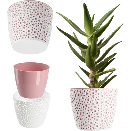 Eryi-Pot De Fleurs En Plastique, Diamètre 11-21 Cm, 5 Couleurs, Pot Simple Et Robuste, Cache-Pot Rond Pour Fougère (Diamètre 15 Cm, Rose)