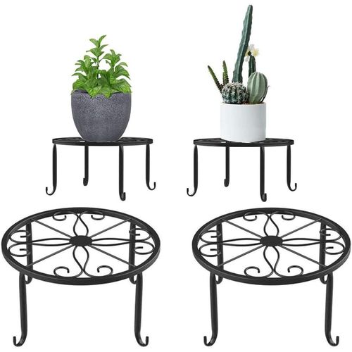 ERYI-2 Pièces Pot De Fleur Stand, Metal Art Plant Stand Rack Style Européen Pot De Fleur Titulaire Pour Jardin Table Ronde De Jardin,Table De Jardin Design En Fer Forgé ,Table De Terrasse Style Antiq