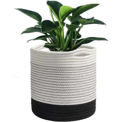 Eryi-Panier À Plantes D'intérieur, Pot De Fleurs Tissé, Cache Pot À Plantes En Corde De Coton, Décoration Intérieure Panier De Rangement Pour Jouets Vêtements Diamètre 20 Cm
