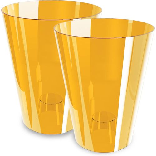 Eryi-Lot De 2 Pots À Orchidées, Transparents, En Plastique, Forme Ronde Et Mince, Modernes, Oranges, Diamètre : 12 Cm