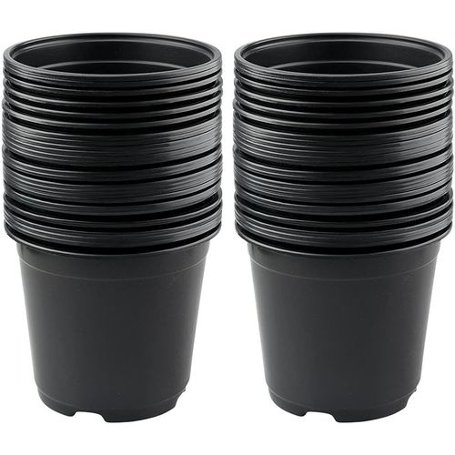 ERYI-50Pièces 15Cm Pot Pour Semis,Pot De Fleurs Plastique Plante Exterieur,Pot Rempotage,Godets Pour Semis Tomates,Noir