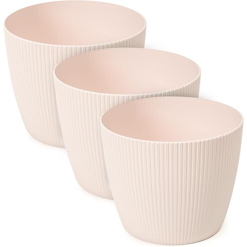 ERYI-Lot De 3 Pots De Fleurs Mats En Plastique - Pot Décoratif Pour Grandes Plantes - Diamètre : 11 Cm - Rose Poudré