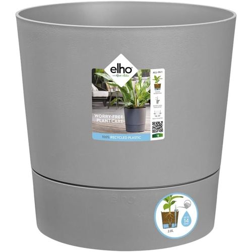 ERYI-Greensense Aqua Care Rond 30 - Pot De Fleurs Pour Intérieur & Extérieur - Ø 29.5 X H 29.1 Cm - Gris/Ciment Clair