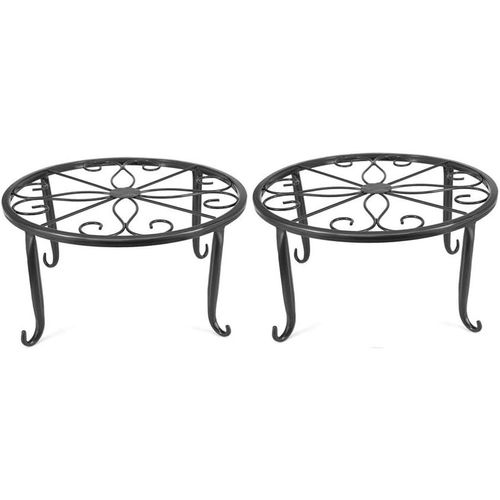 ERYI-Pot De Fleur Stand, 2 Pc Metal Art Plant Stand Rack Style Européen Pot De Fleur Titulaire Pour Jardin Table Ronde De Jardin,Table De Jardin Design En Fer Forgé ,Table De Terrasse Style Antique