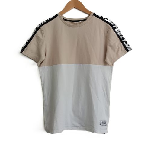 T-Shirt Multicolore Beige Blanc Et Noir. H&M. Coton. Taille 13 - 14 Ans. 158 - 164 Cm