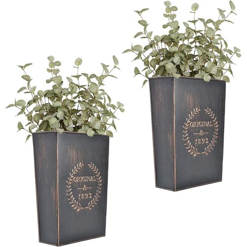 ERYI-® Pot De Fleurs Rustique Galvanisé / Support De Fleurs / Pot À Fixer Au Mur / Décoration Vintage (Marron Rouille)