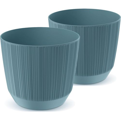 ERYI-Lot De 2 Pots À Fleurs En Plastique - Mat - Forme Ronde - Diamètre : 9 Cm - Bleu