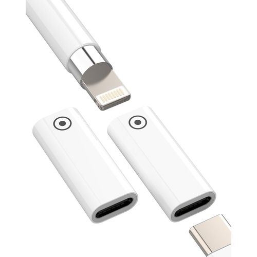 ERYI-Adaptateur Usb C Femelle Vers Lightning Femelle (Lot De 2) Pour Apple Pencil 1Ère Génération Pour Ipad Chargeur Stylet Câble De Recharge Pen Pour Ipad 10Eme