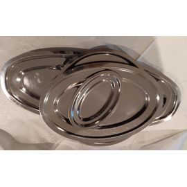 4 Plats Inox Assortis, De Style Contemporain, Plat À Poisson, Plats De Service, Ravier, Sans Marque/Générique Fabrication Inox 18/10 Années 90.