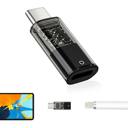 ERYI-Adaptateur Usb C Pour Apple Pencil 1Ère Génération, Connecteur De Charge Usbc Pour Ipad 10 Génération, Adaptateur Usb C Vers Lightning, Adaptateur Pour Chargement Appairage Bluetooth, Noir