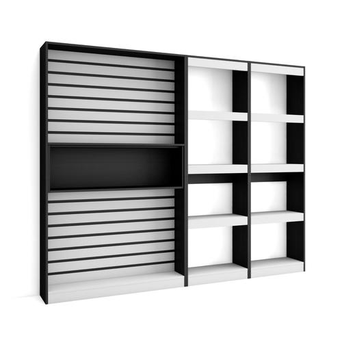 Étagère Bibliothèque, Étagère De Rangement, 230x186x25cm, Salon Salle À Manger Bureau, Salon, Bureau, Style Moderne, Blanc Et Noir