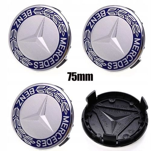 Beq - 4x Logo 75mm Blue Origine Centre De Roue Jante Cache Moyeu Emblème Pour Mercedes Benz